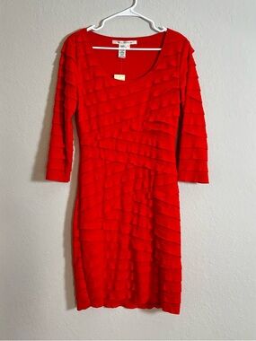 Orange Ruffle-Detail Scoop Neck Dress by Diane von Furstenberg